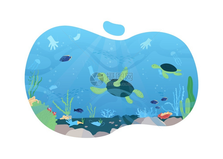 海洋污染插画图片