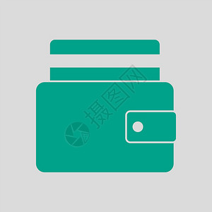 信用卡从购物券图标上取出绿色在灰背景上矢量说明图片