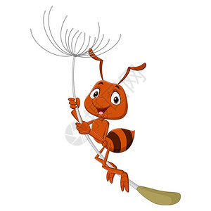 飞起来的蒲公英可爱的蚂蚁插画