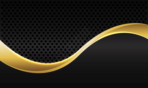 金色线条圆圈深灰金属圆网格设计现代奢侈品未来背景矢量图的金形色线曲摘要插画