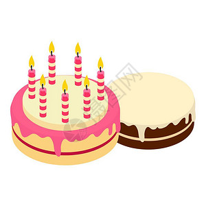 生日蛋糕图标Web的生日蛋糕矢量图标的几何示生日蛋糕图标等量样式图片