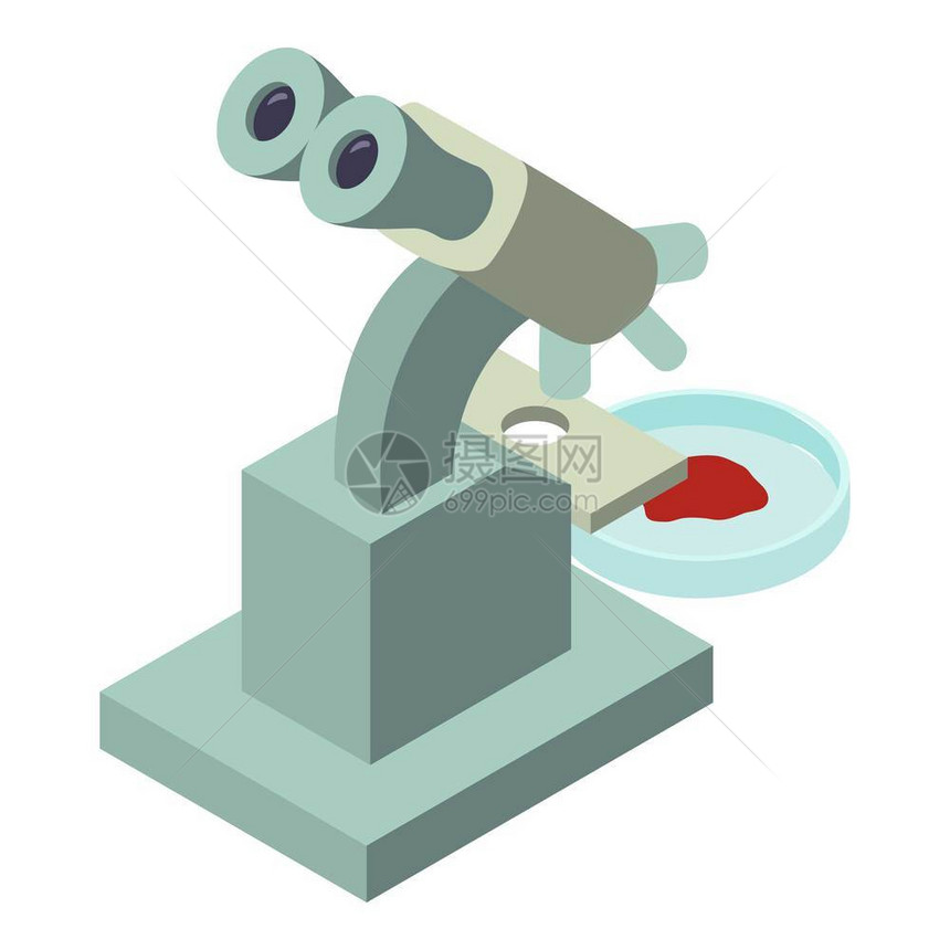 医学显微镜图标用于网络的医学显微镜矢量图标的测示医学显微镜图标等量式图片
