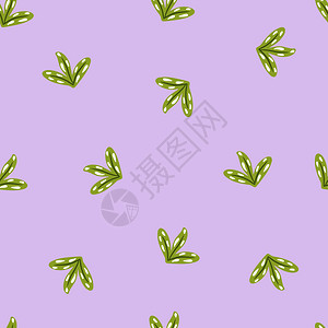 最小无缝模式绿色简单的叶形浅紫背景装饰打印适合结构设计纺织品印刷包装封面矢量插图最小无缝模式绿色简单的叶形浅紫背景装饰打印背景图片