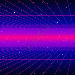 80年代风格激光网和老式街机游戏中的恒星雷射背景背景图片