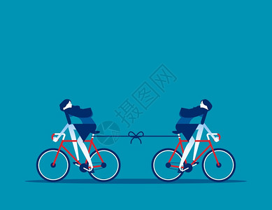 无用两辆自行车向相反方移动插画
