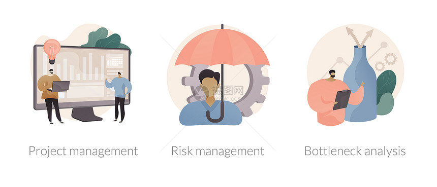 项目规划抽象概念矢量说明集项目和风险管理瓶颈分析灵活方法信息技术专业工作流程改进软件抽象隐喻项目规划抽象概念矢量说明集图片