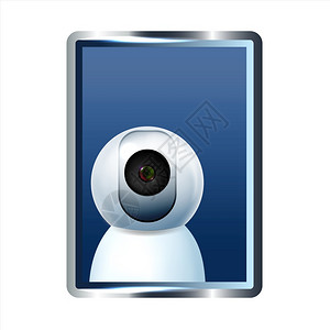 vi识别系统视频监控警告名板BannerVectorIndoborStypishhome视频在线相机记录和监视家畜的现代设备实的3d说明Vi插画