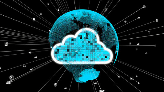 显示界面未来创新所需的云计算和数据存储技术计算机与3D中显示的云数据传输互联网服务器相连接从而形成未来的图界面背景