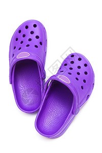白色底的紫橡胶皮鞋图片
