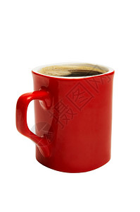 白色背景的咖啡红杯背景图片
