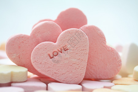 粉红糖果心和爱之词图片