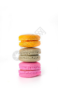 色彩多的马卡龙甜点白色背景的多彩马卡龙甜点的背景图片