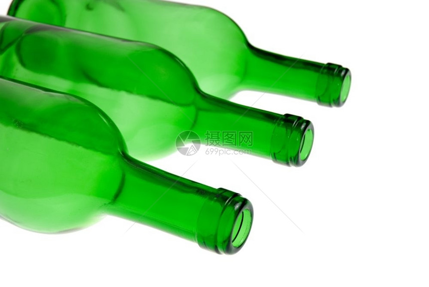 白色背景孤立的绿瓶子图片
