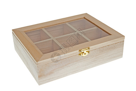 小木质茶盒关闭了隔离在白色背景图片