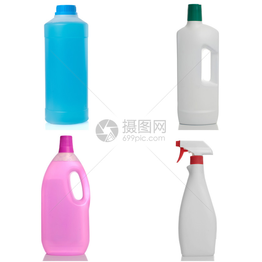 白色背景的各类塑料瓶图片
