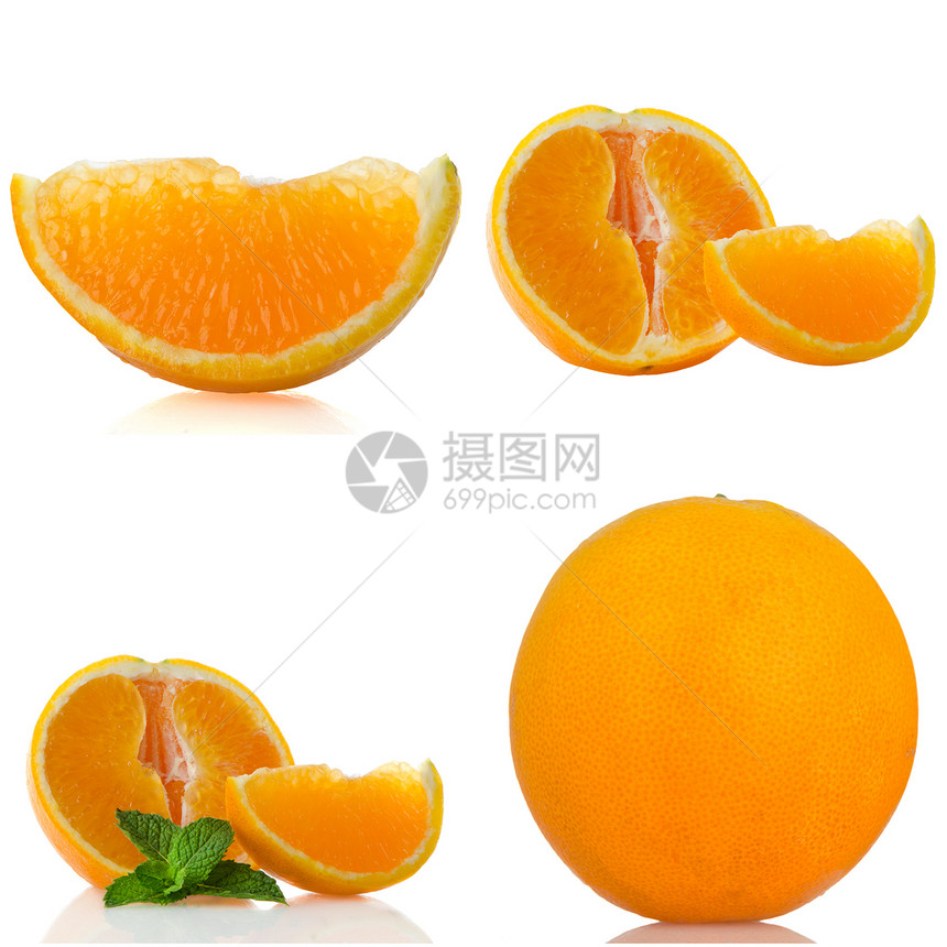 白色背景的新鲜熟橙子图片