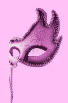 粉红背景狂欢节威尼斯面具图片