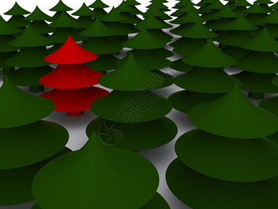 红色圣诞树3D图片
