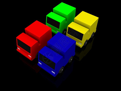 四辆彩色汽车3d背景图片