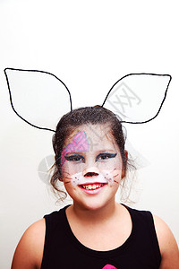打扮成猫的姑娘肖像化妆黑色高清图片素材