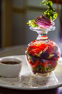 美丽味的希腊沙拉欧式美食特制背景图片