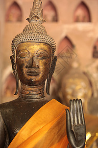 特斯坦罗萨苏特斯塔西亚老挝万象市WatSiSakaet寺的佛像背景