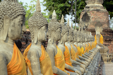 东南亚泰国曼谷北部大城府的瓦依柴孟高寺高清图片