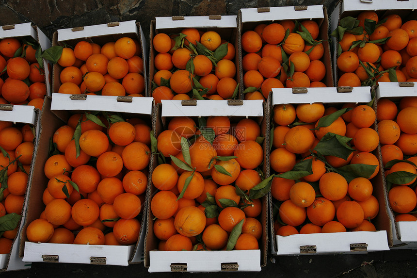 大西洋中班牙加那利岛中心的Tejeda山村的橘子市场图片