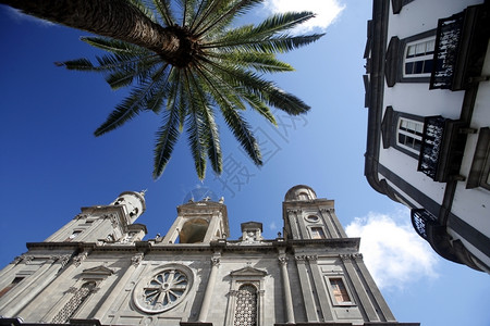大西洋中班牙加那利岛的西班牙加那利岛的拉斯帕尔马市大教堂背景图片