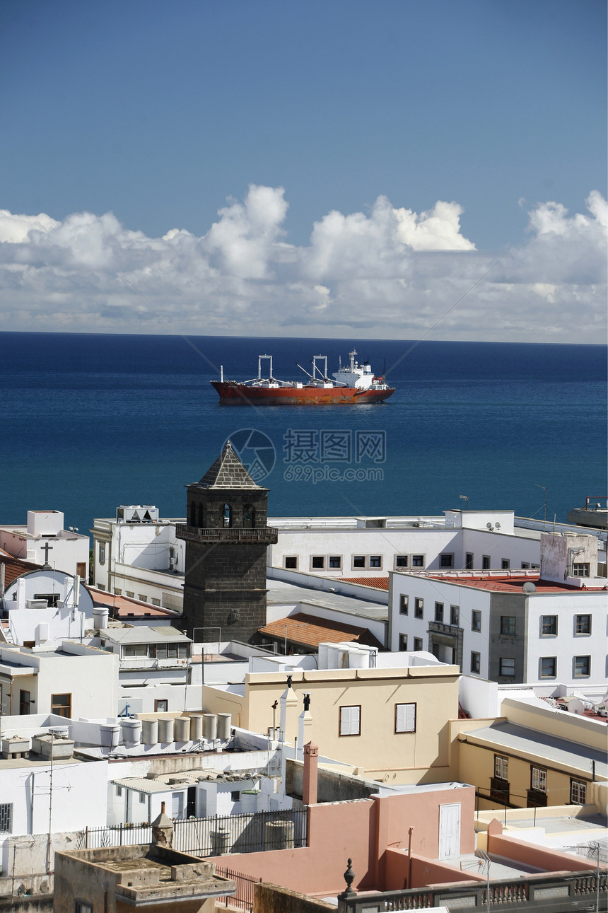 从大西洋中班牙加那利岛的西班牙加那利群岛的拉斯帕尔马市的大教堂图片