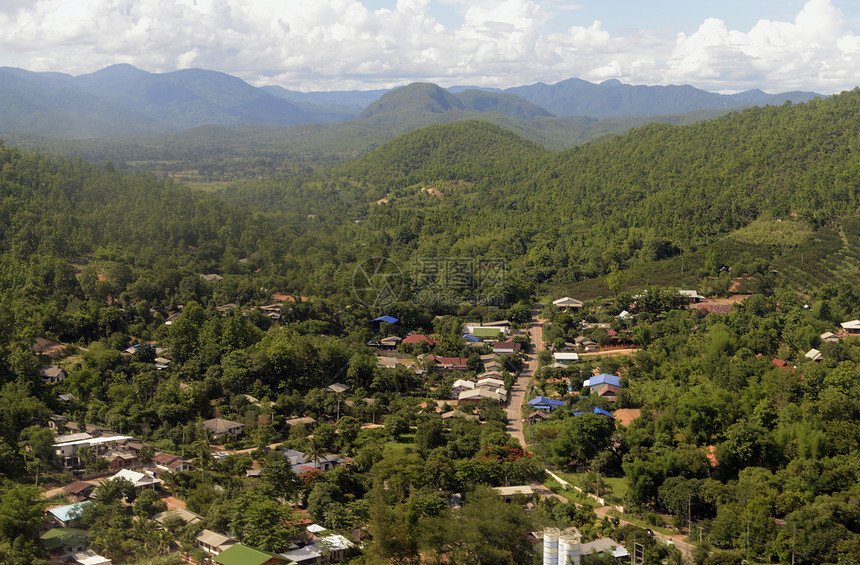 东南亚泰国北部MeeHongSon北道的地貌和MaeSon村图片