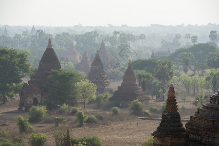 东南亚缅甸巴甘的寺庙和塔田图片