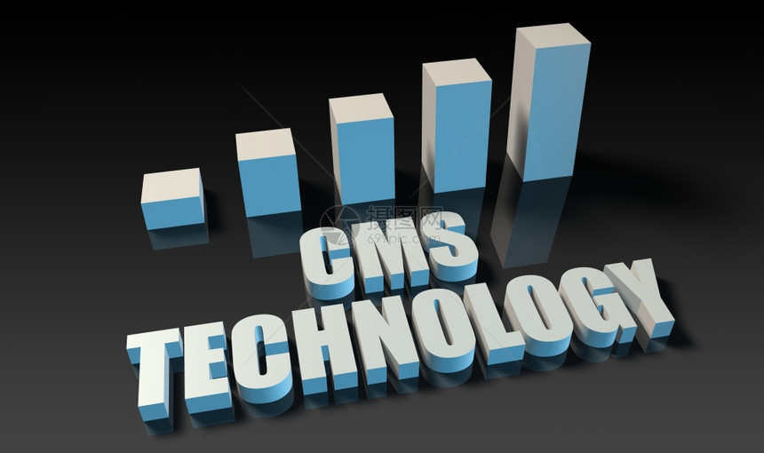Cms技术图表3d蓝色和黑技术