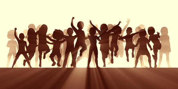 儿童跳跃欢乐和快感背景背景图片