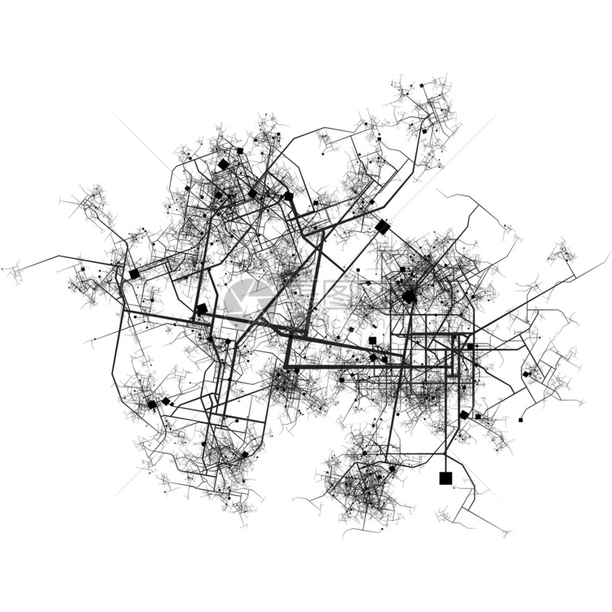 带有道路和建筑物顶视图的内立小说城市图图片