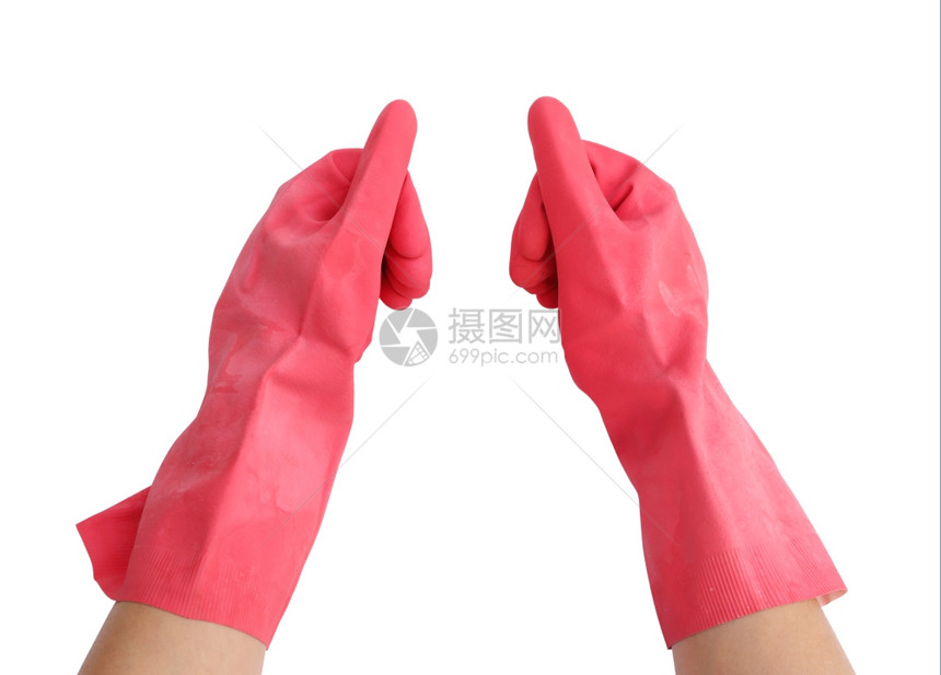 红手套用来洗女手臂展示拇指的红手套图片