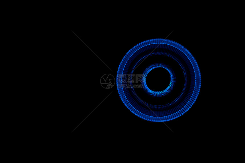 黑色背景的光漆彩照亮抽象蓝色曲线图片