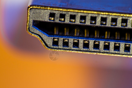 HDMI电缆连接器的宏封闭图片