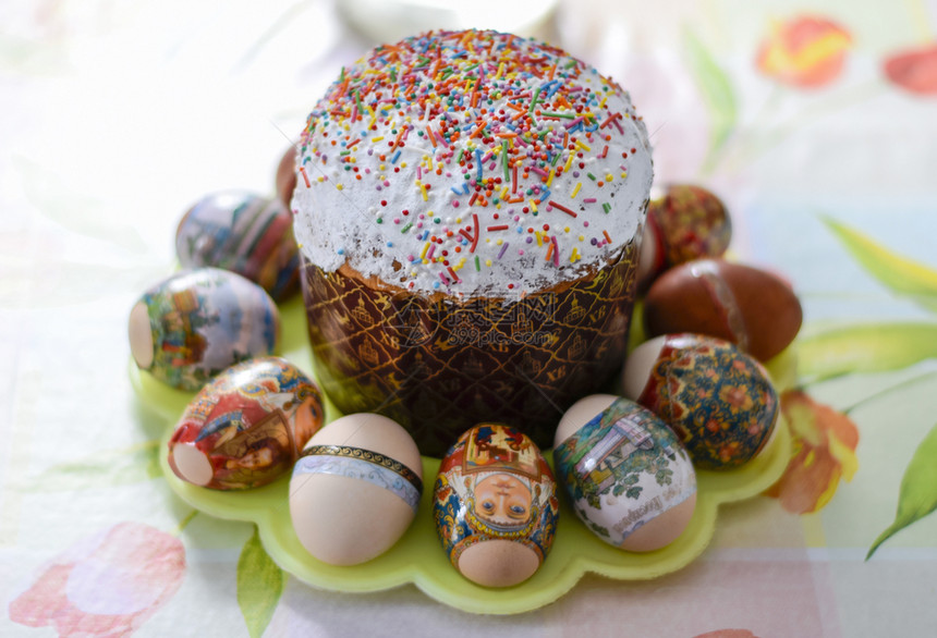 复活节蛋糕和彩东正教复活节图片