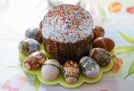 复活节蛋糕和彩东正教复活节高清图片
