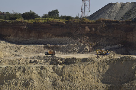大型采石场砂土和粘开采矿机械和单位采矿大石场土图片