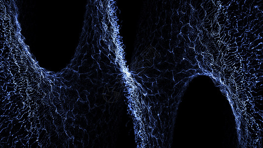 深渊抽象网络技术中的数字粒子漂浮波形与田野深度相交的微粒背景3D投影图片