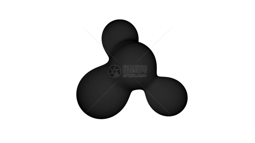 白背景上黑元球的抽象背景孤立对象3D翻譯图片