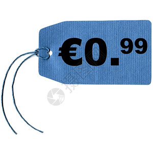 以字符串分隔在白色上的价格标签09欧元图片