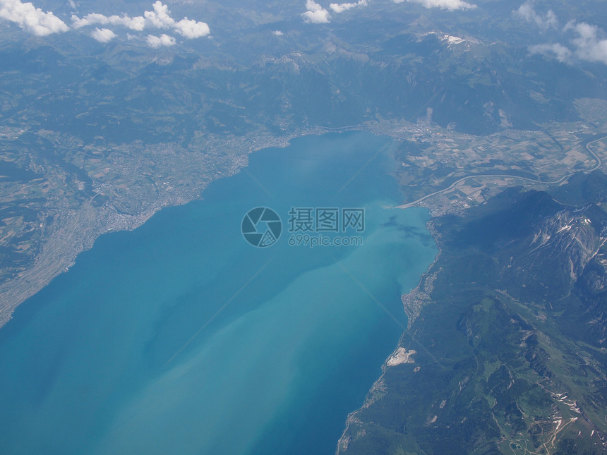 博登西湖在阿尔卑斯山脉区域德国瑞士和奥地利边界的博登西湖akaConstance湖空中观察图片