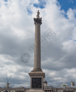 伦敦广场联合王国伦敦Trafalgar广场的Nelson列纪念碑背景