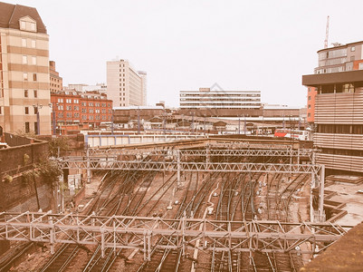 伯明翰火车站古年伯明翰火车站古年铁路或轨迹背景图片