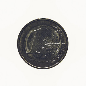 旧币孤立寻找一欧元硬孤立在白色背景上图片
