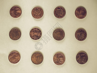 欧元金币硬背景图片
