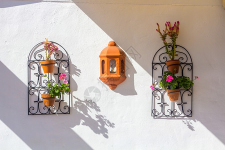 安达卢西亚玻璃和墙护栏花盆装饰用品图片